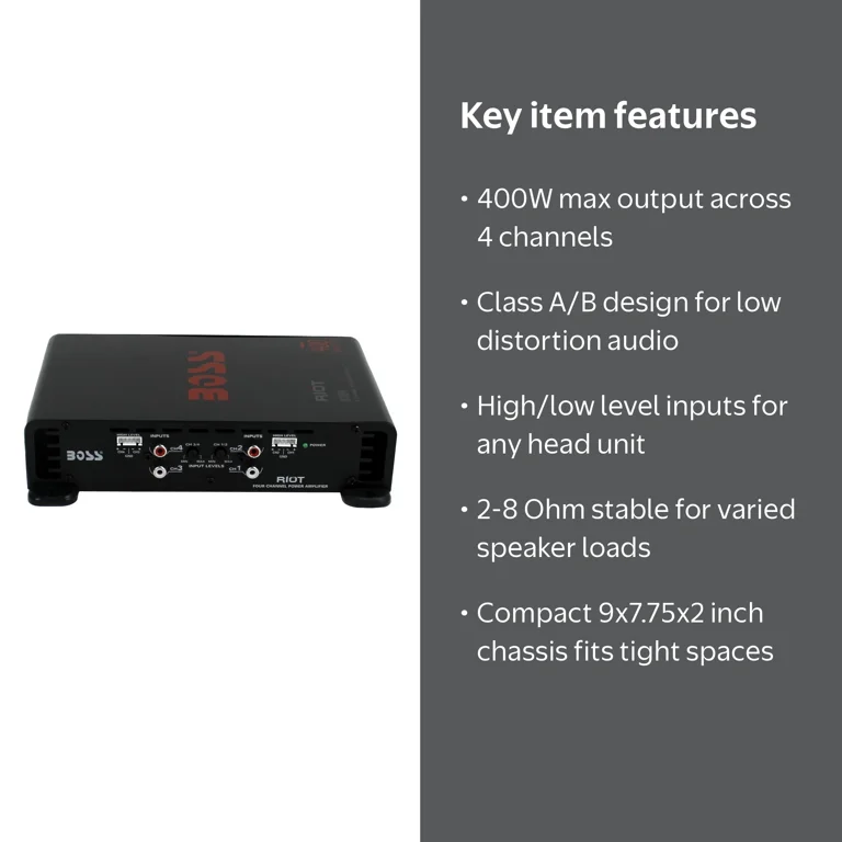 BOSS Audio Systems, Car Audio Amplifier, R1004, 400W 4 Channel