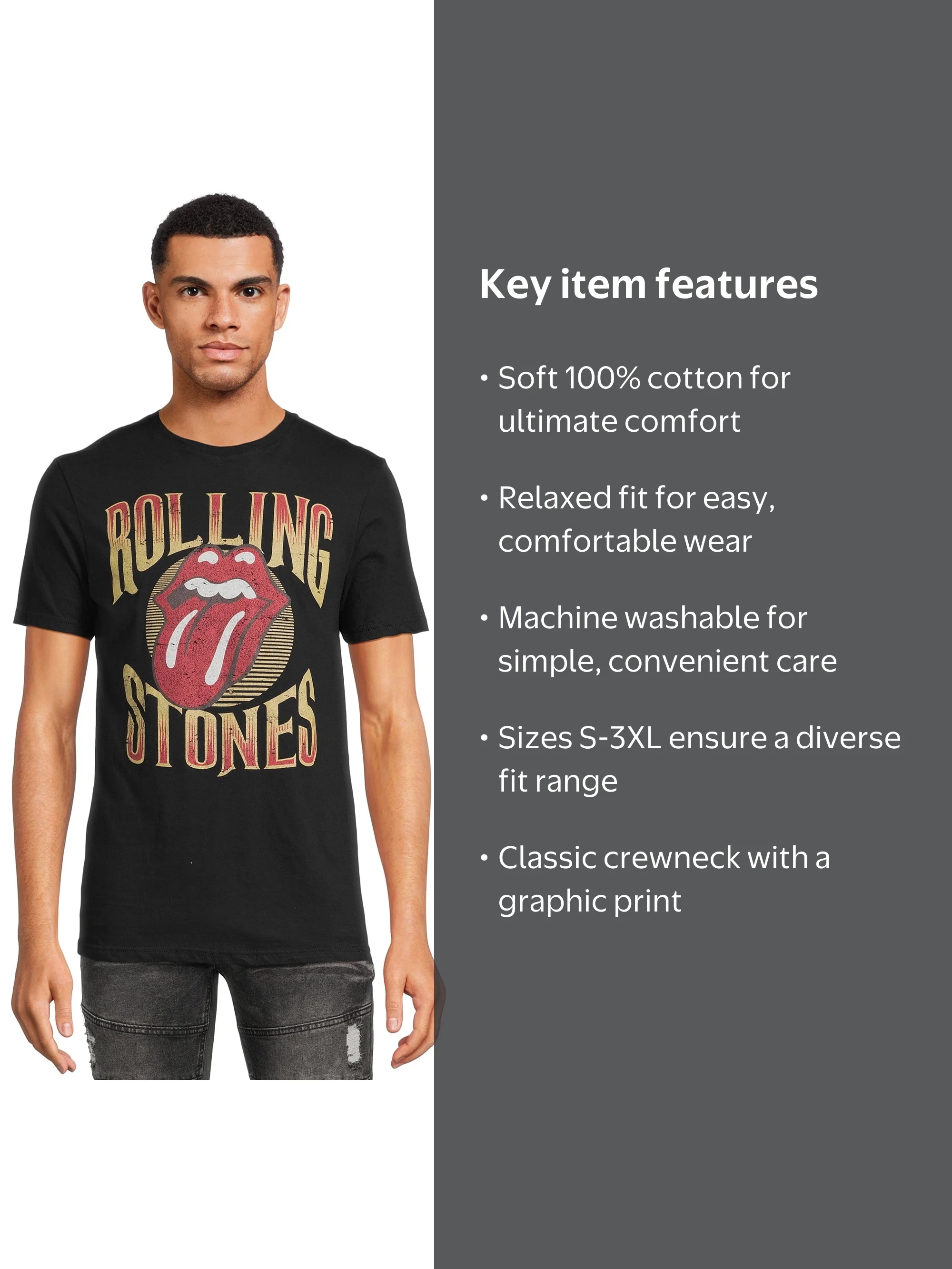 Rolling Stones Classic Men's & Big Men's Graphic Tee with Short