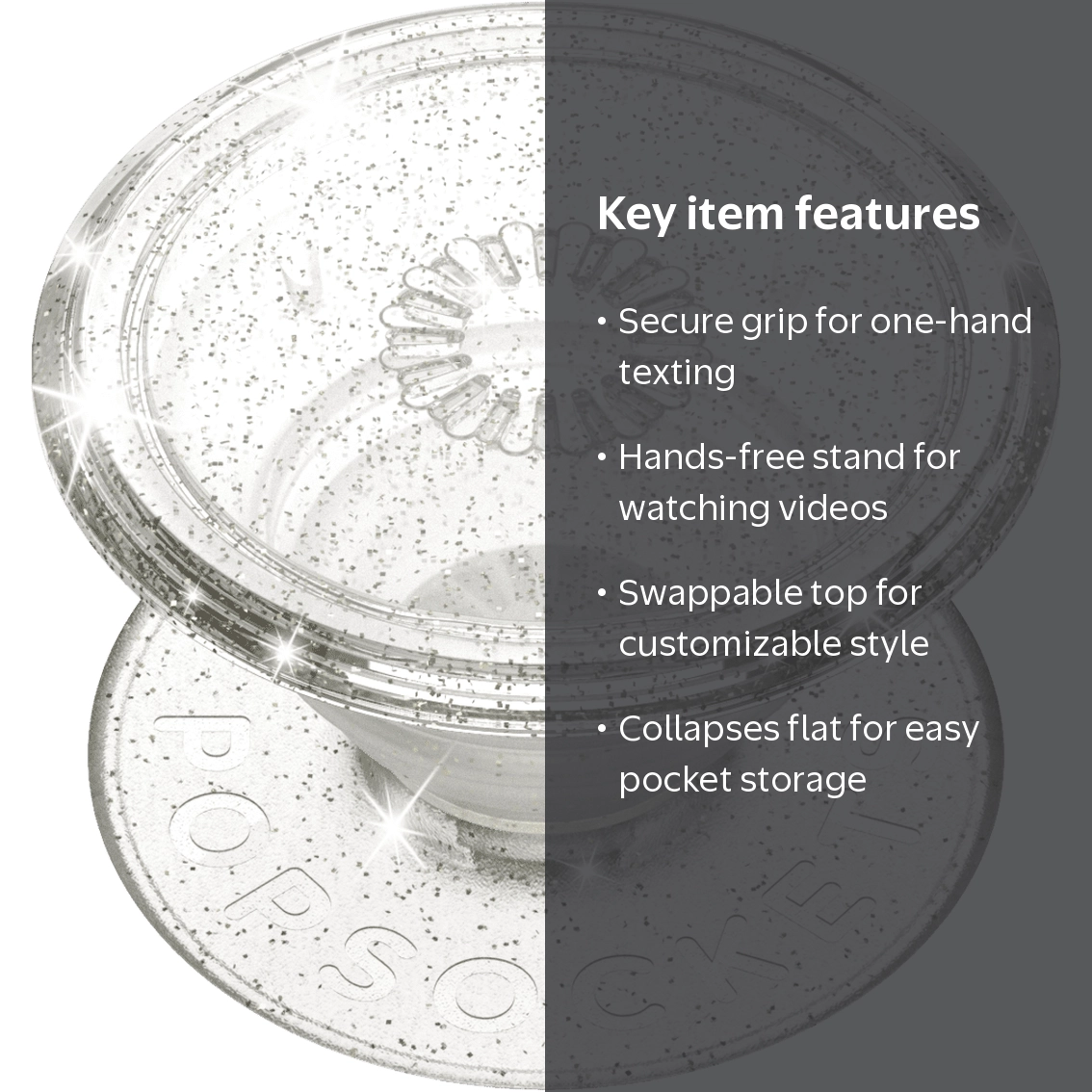 PopSockets PopGrip with Swappable Top for Cell Phones, Sparkle