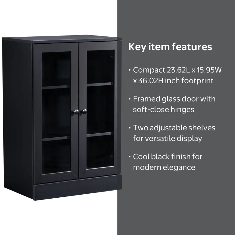 Mainstays Glass Door Accent Cabinet, Black Finish - Walmart.com