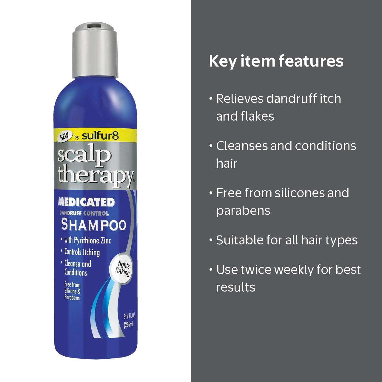 Sulfur8 Dandruff Free Scalp Therapy Medicated Shampoo, 9.5 fl. oz