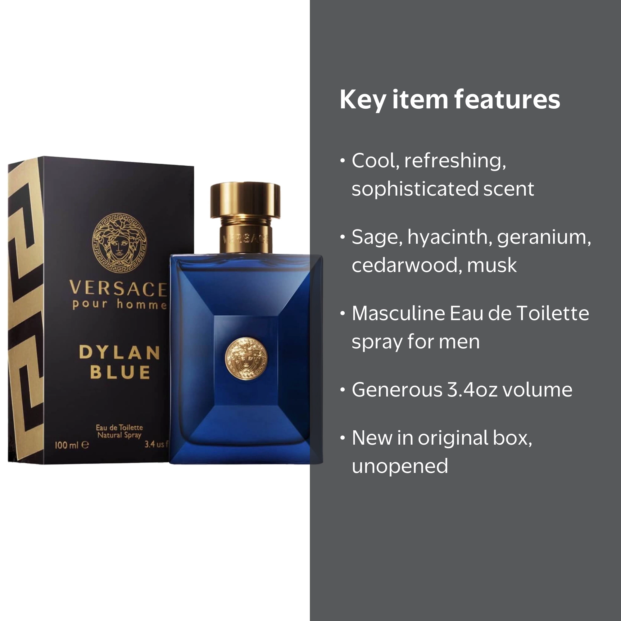 Versace, Cologne, 3.4 oz, Eau de Toilette for Men, Stylish