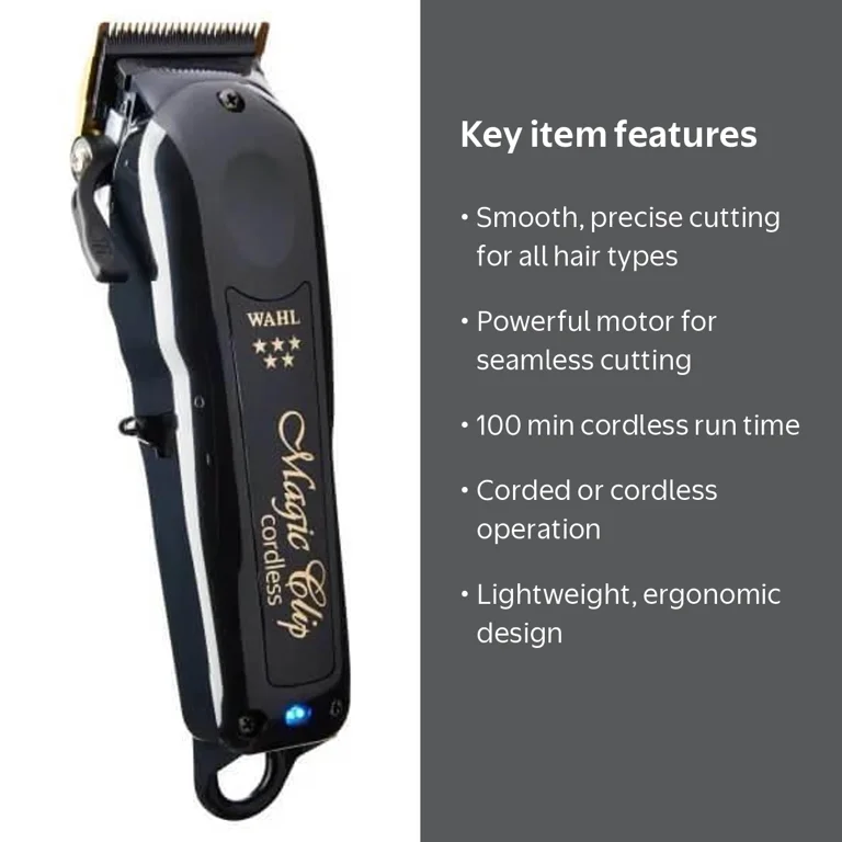 WAHL PROFESSIONAL 5 Star Black Cord Cordless Magic Clip, Hair