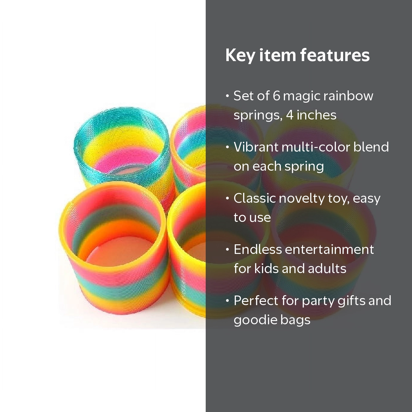 Free Shipping! PlayWorld 4in Giant Magic Rainbow Spring Set of 6