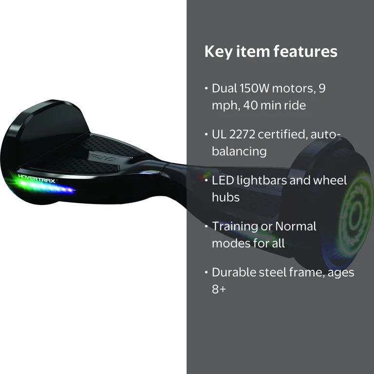 Razor Hovertrax Prizma- Black, Lighted Hoverboard for Child & Teen