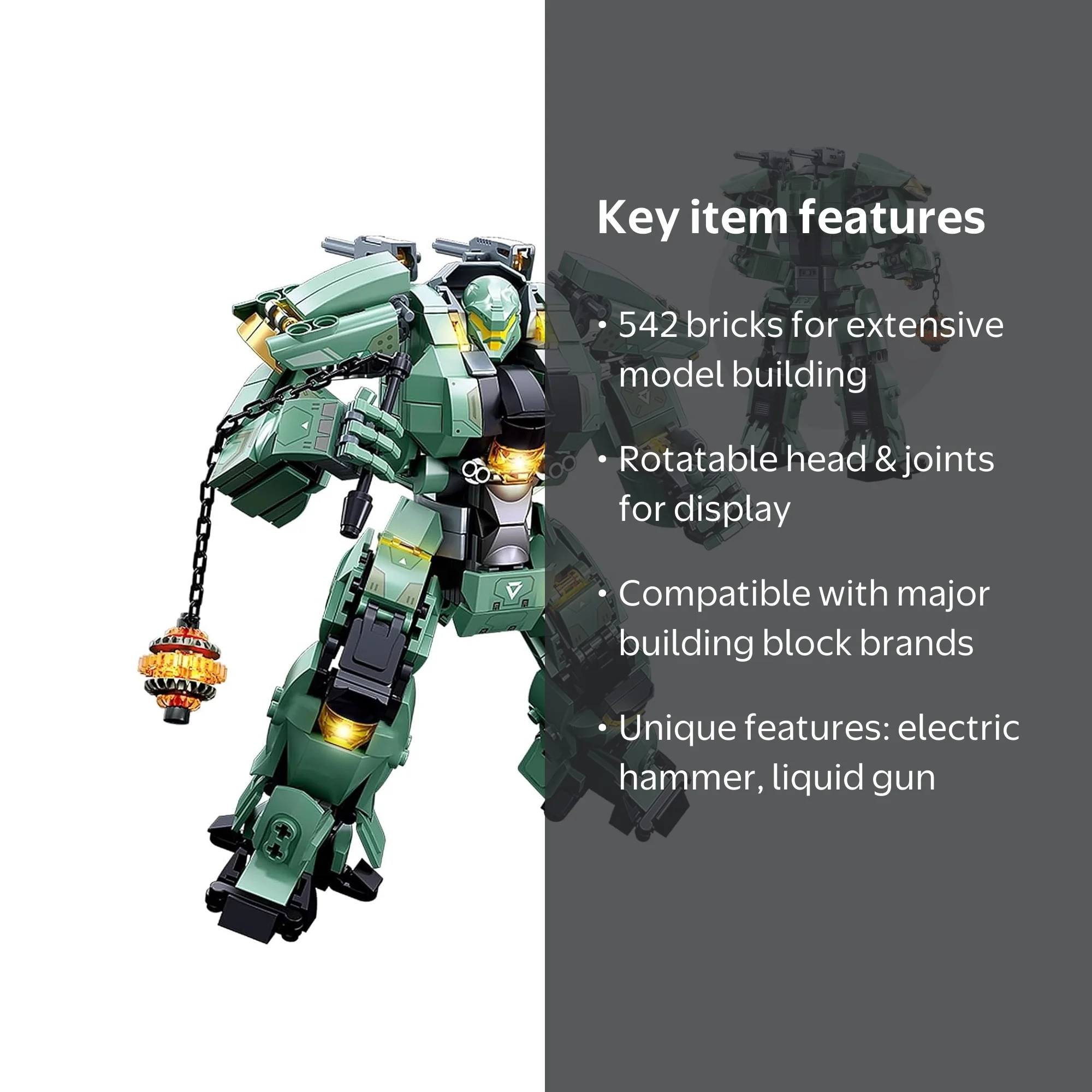 Gochildon Transforming Mech Robot Building Set, 542 pcs, STEM Toy
