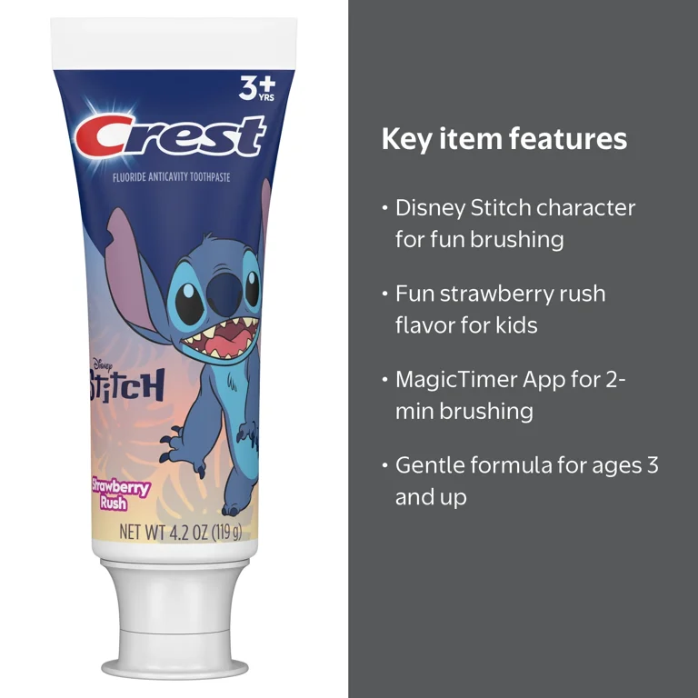 Crest Kid's Toothpaste, featuring Disney Stitch, Strawberry, 4.2