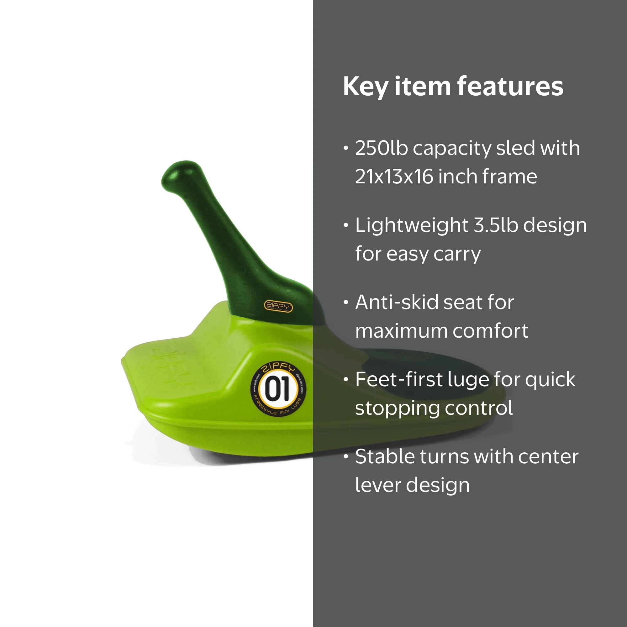 Zipfy Classic Freestyle Mini Luge Downhill Speeder Snow Sled