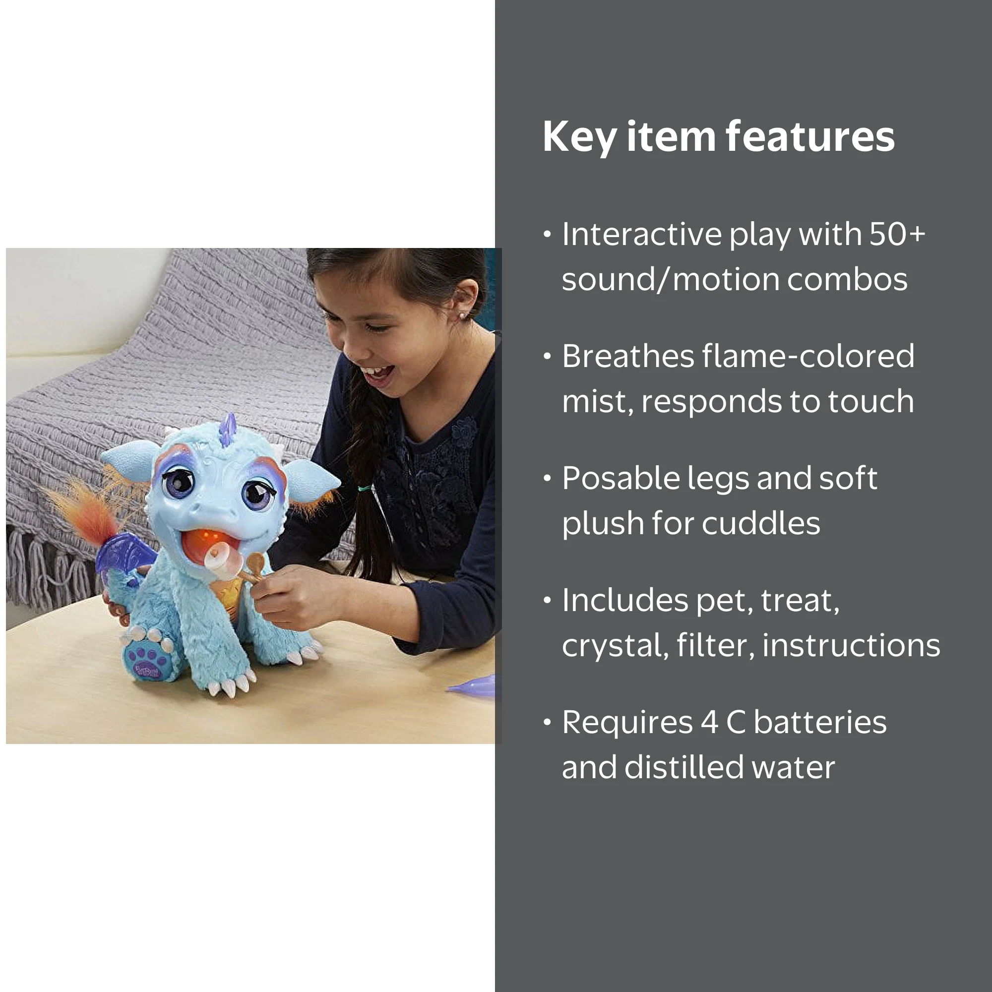FurReal Torch My Blazing Dragon Plush, 50+ Sounds, Color-Change