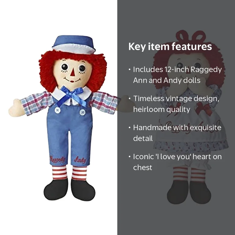 Raggedy Ann & Andy 人形 2体セット Aurora's Soft Bundle of 2 Dolls - 12'' Raggedy Ann & Raggedy Andy