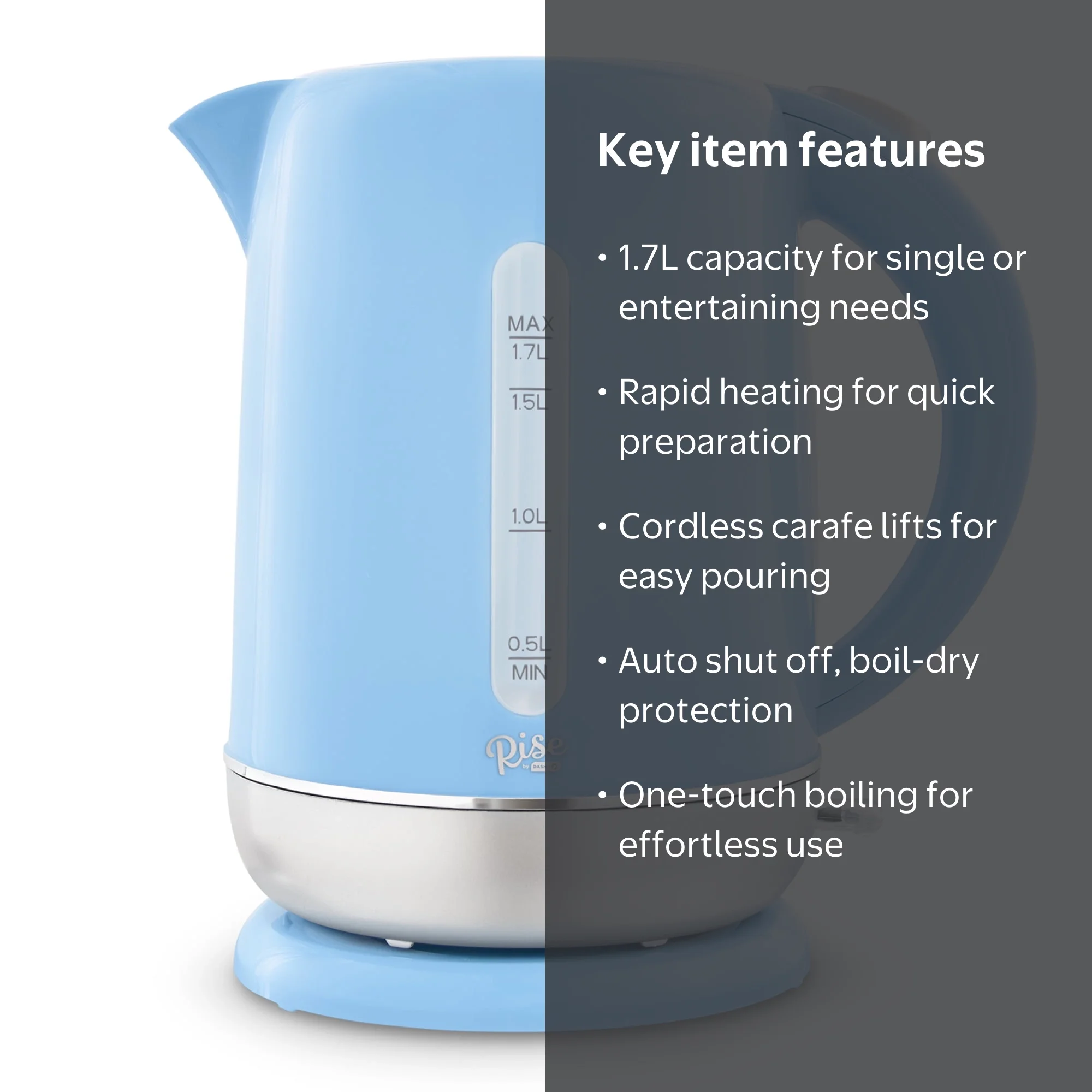 Rise By Dash 1.7 Liter Electric Kettle + Water Heater with Rapid