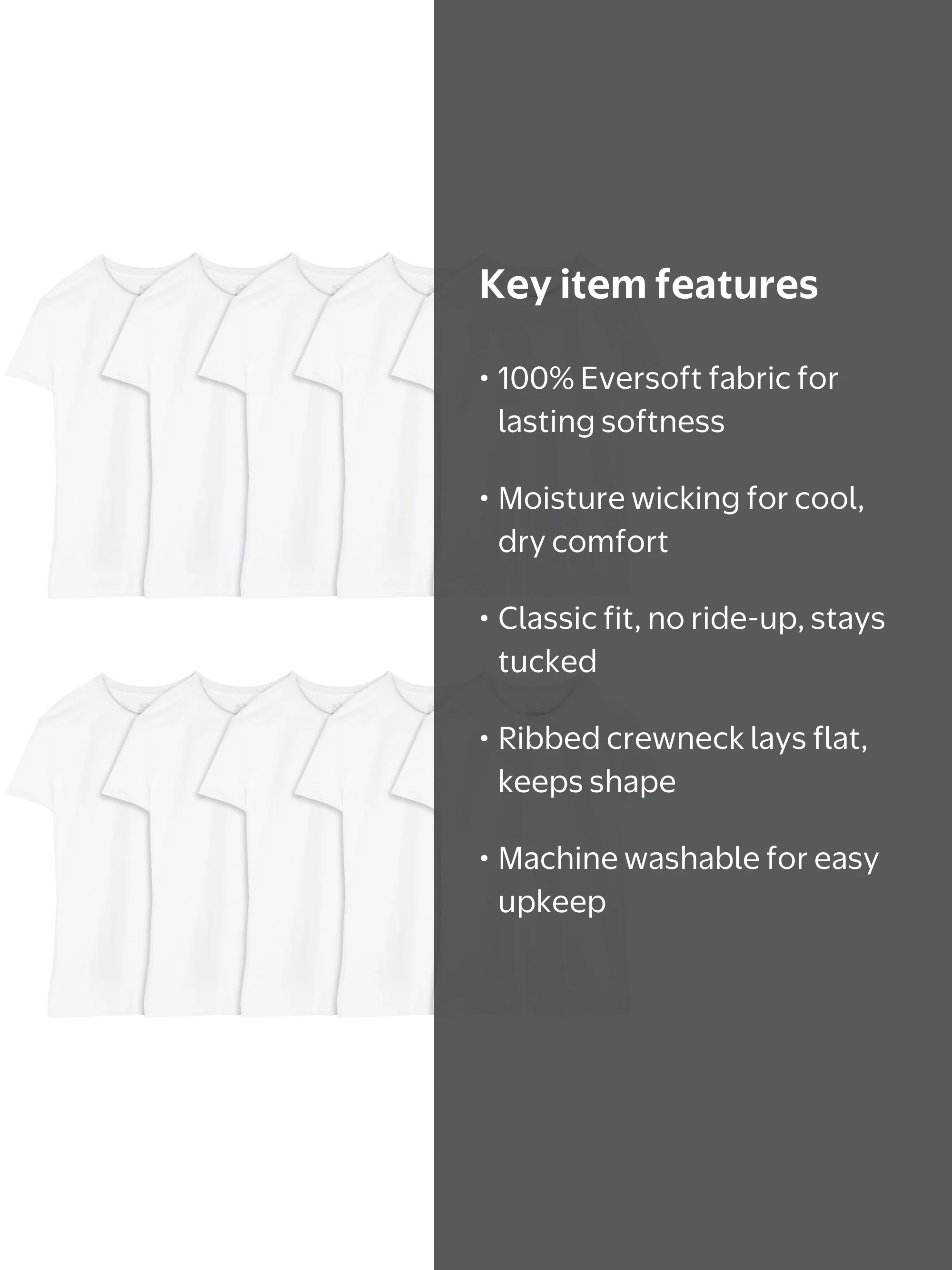 Fruit of the Loom Men's Crew Neck T-Shirt Undershirts, White
