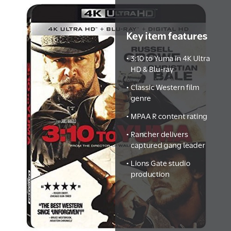 Lionsgate 3:10 to Yuma 4K Ultra HD + Blu-ray with Western genre