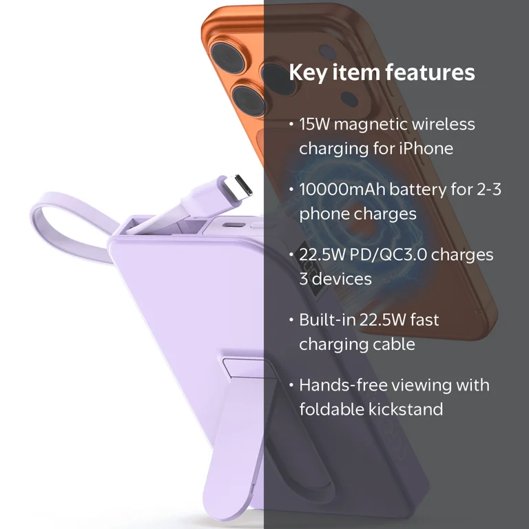 Magnetic Wireless Portable Charger, 10000mAh Power Bank 22.5W Fast