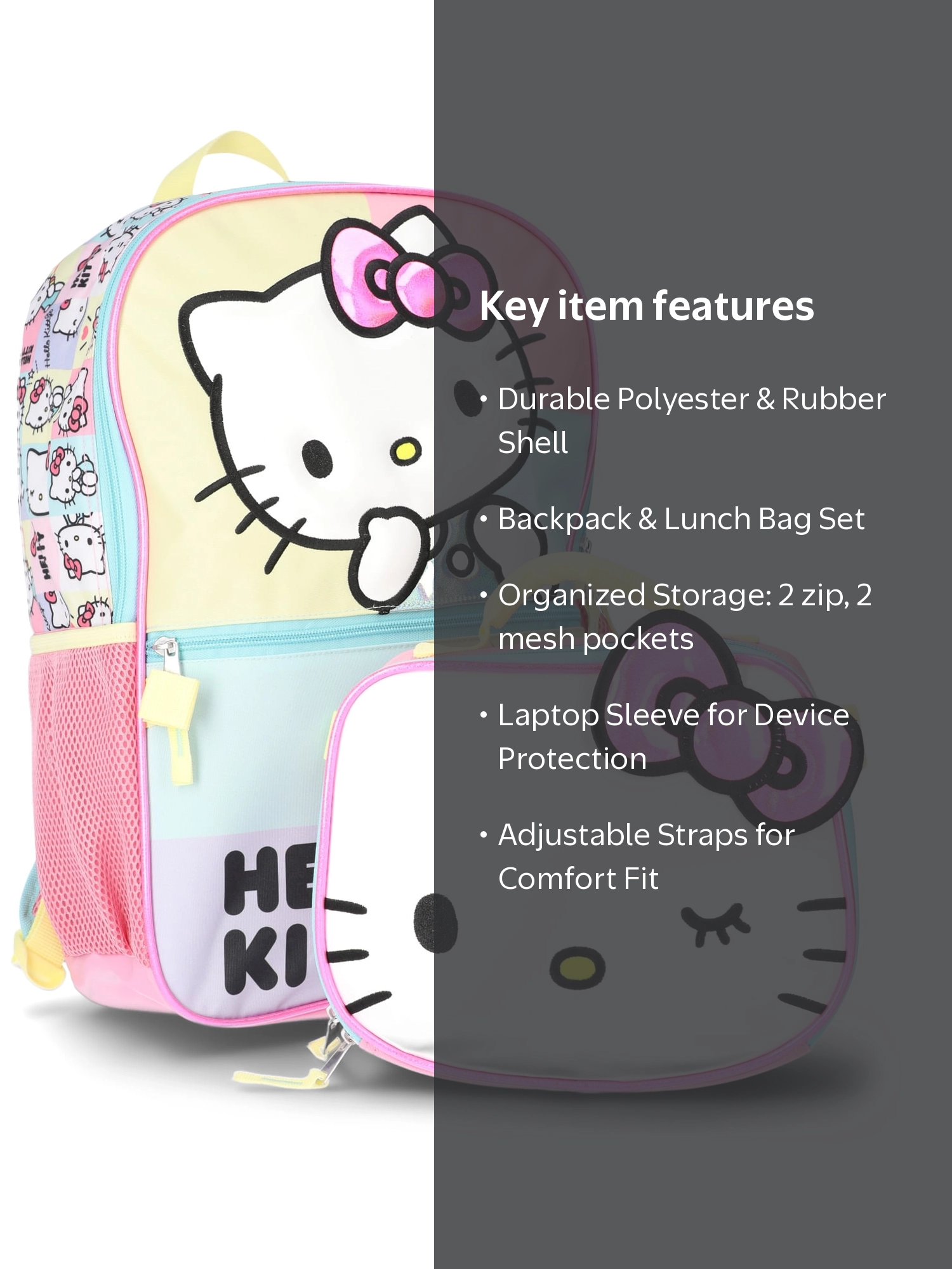 hello kitty cafe backpack levels and Friends and Lunch Box Set for School Bundle + More day comfort and convenience The Hello Kitty Cafe Backpack