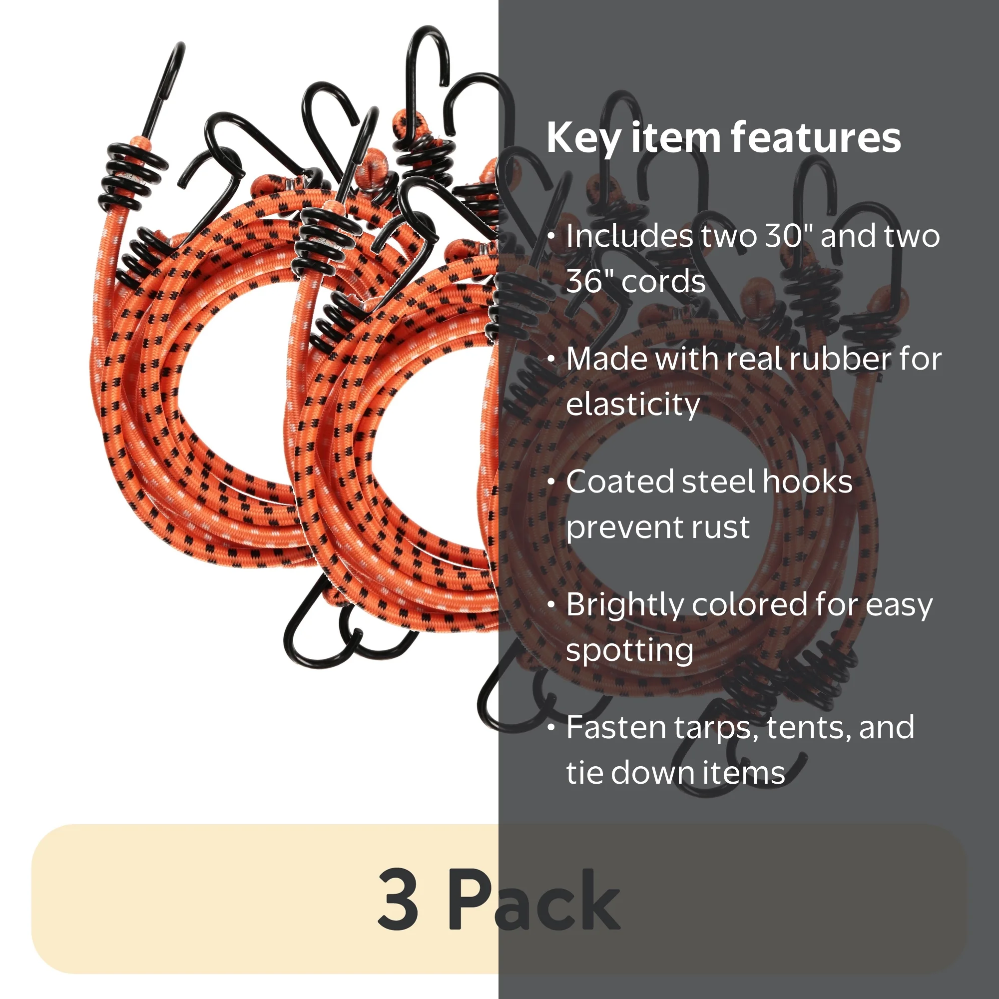 Ozark Trail Rubber Bungee Cords - 36 Bungee Set - Walmart.com