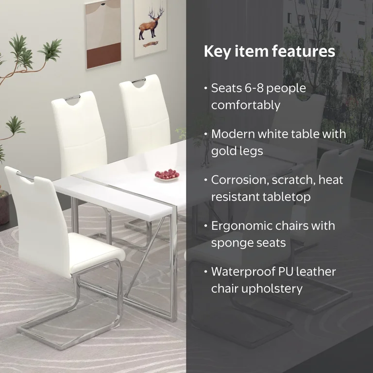 ダイニングテーブル ホワイト; White Dining Table Modern Dining Room Set,71