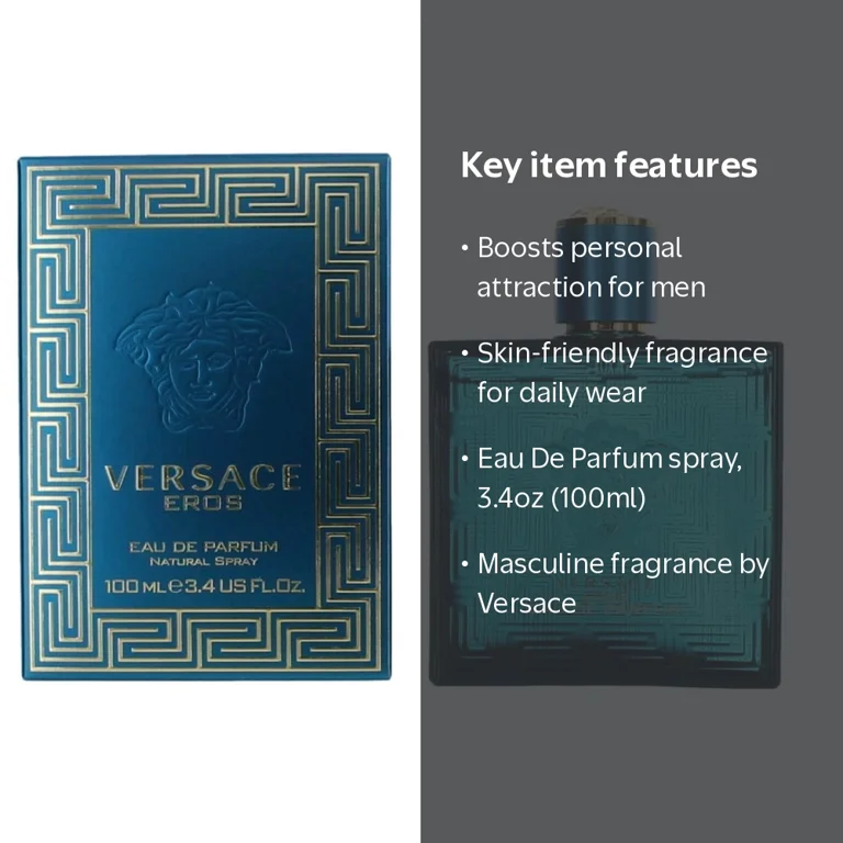 Versace, Eau De Parfum Spray for Men, 3.4 oz, Blue - Walmart.com