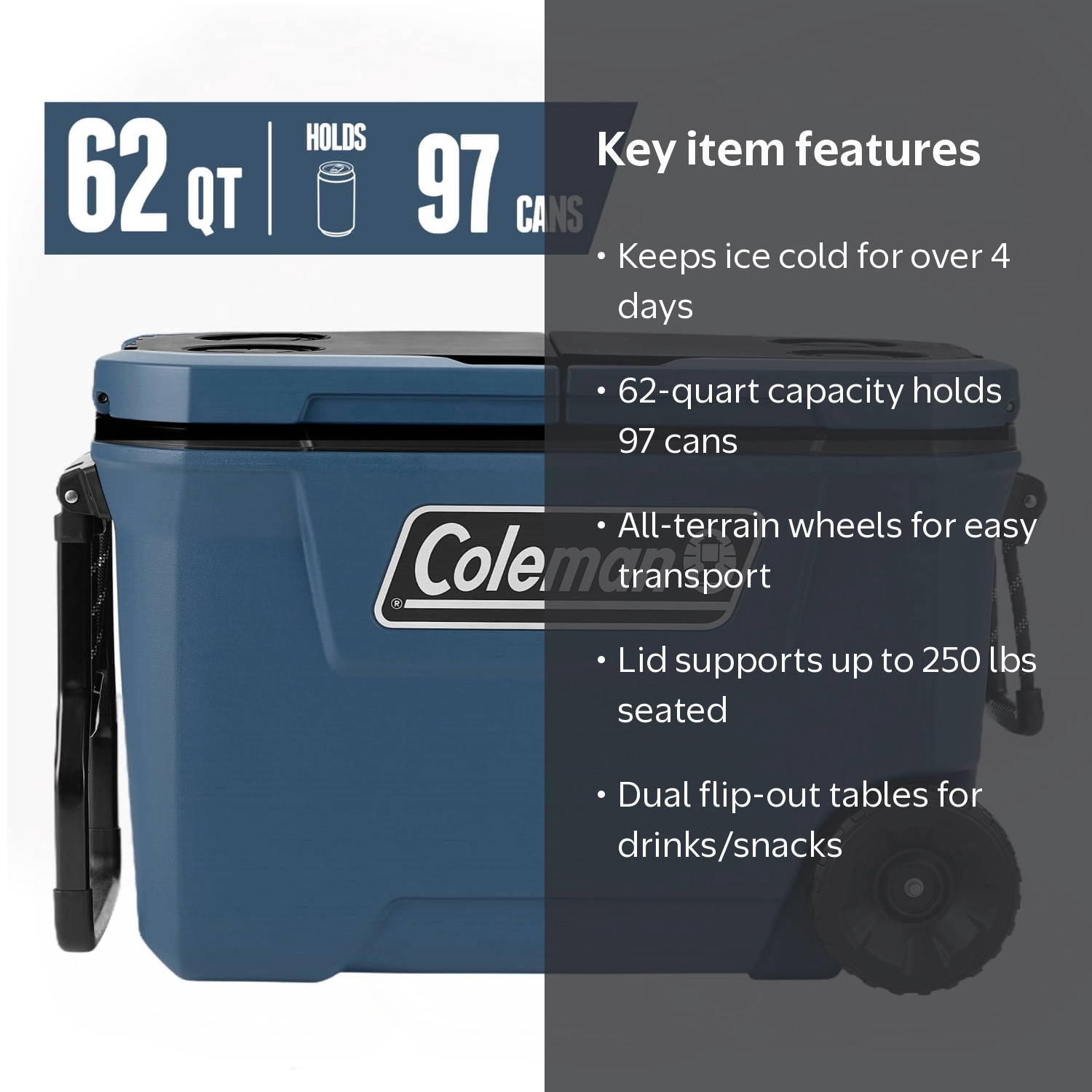 Coleman Flex 'N Go 62 QT Cooler, Large Portable Cooler for Camping