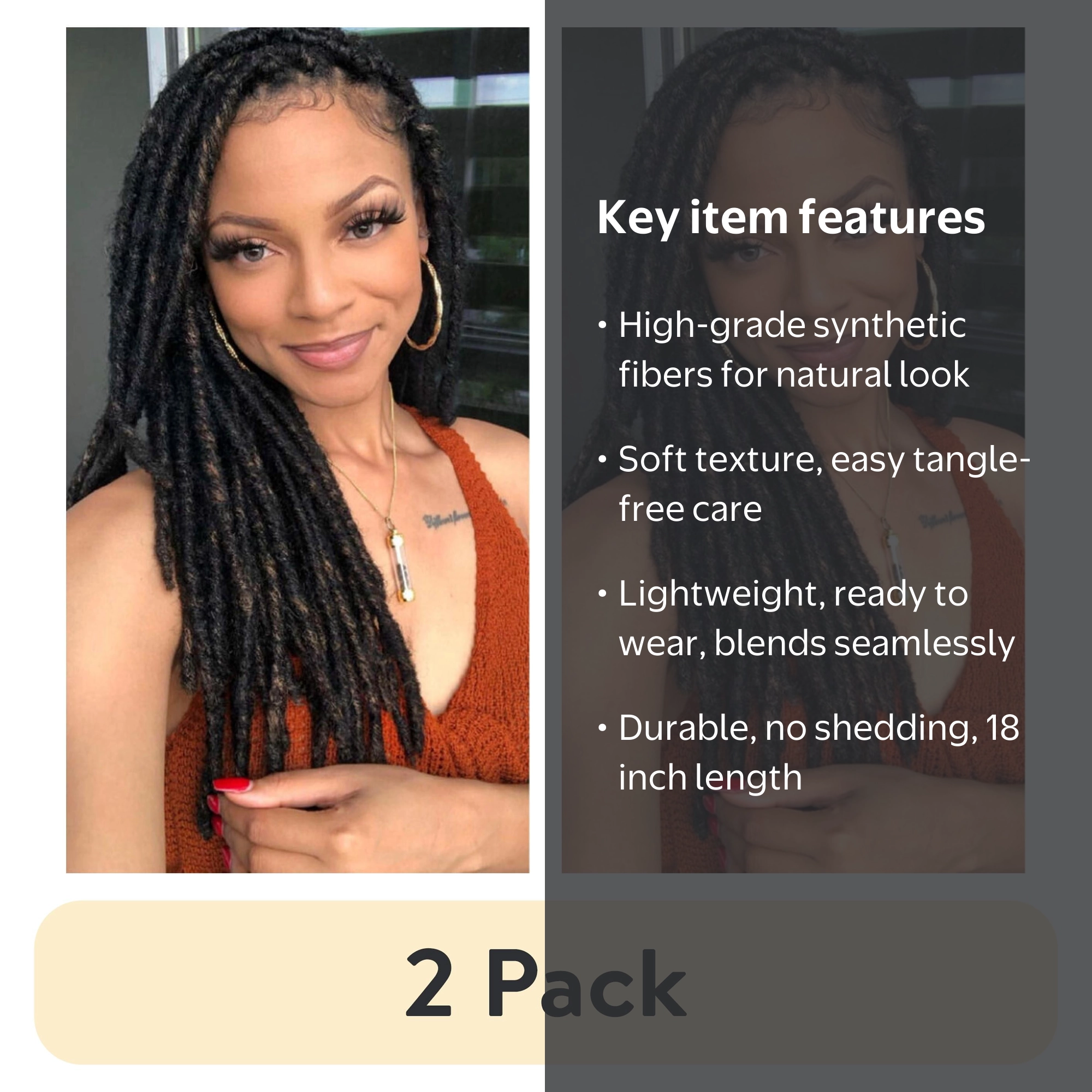2 pack) Darling Jozi Locs Crochet Hair 2X Pack, 18 inch, 1/27