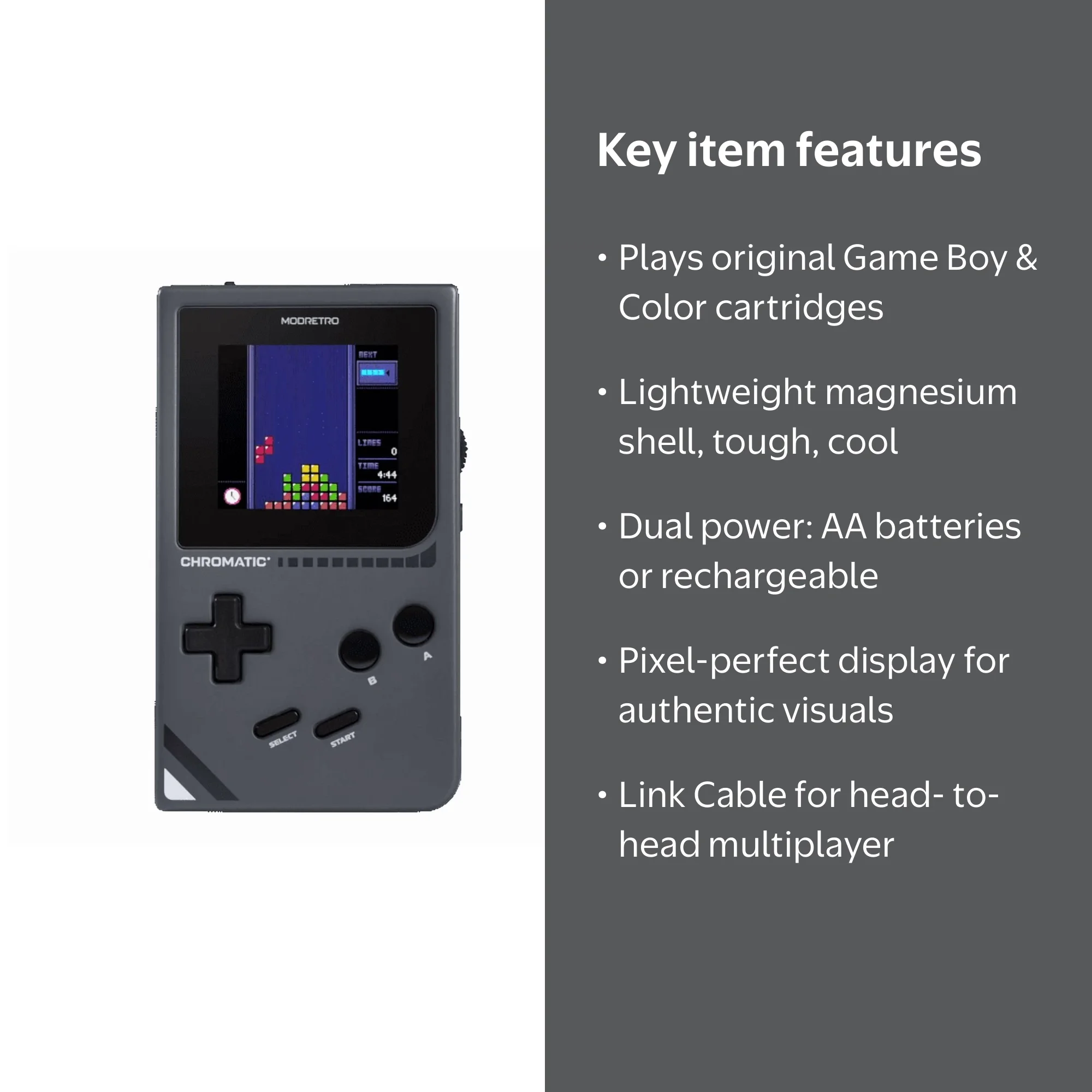 ModRetro Chromatic Midnight + TETRIS Game Bundle | Game Boy
