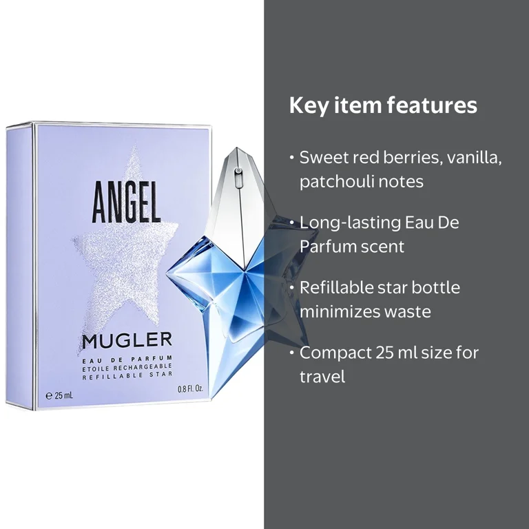 Thierry Mugler, Angel Eau De Parfum, 0.8 oz, Refillable Star Spray