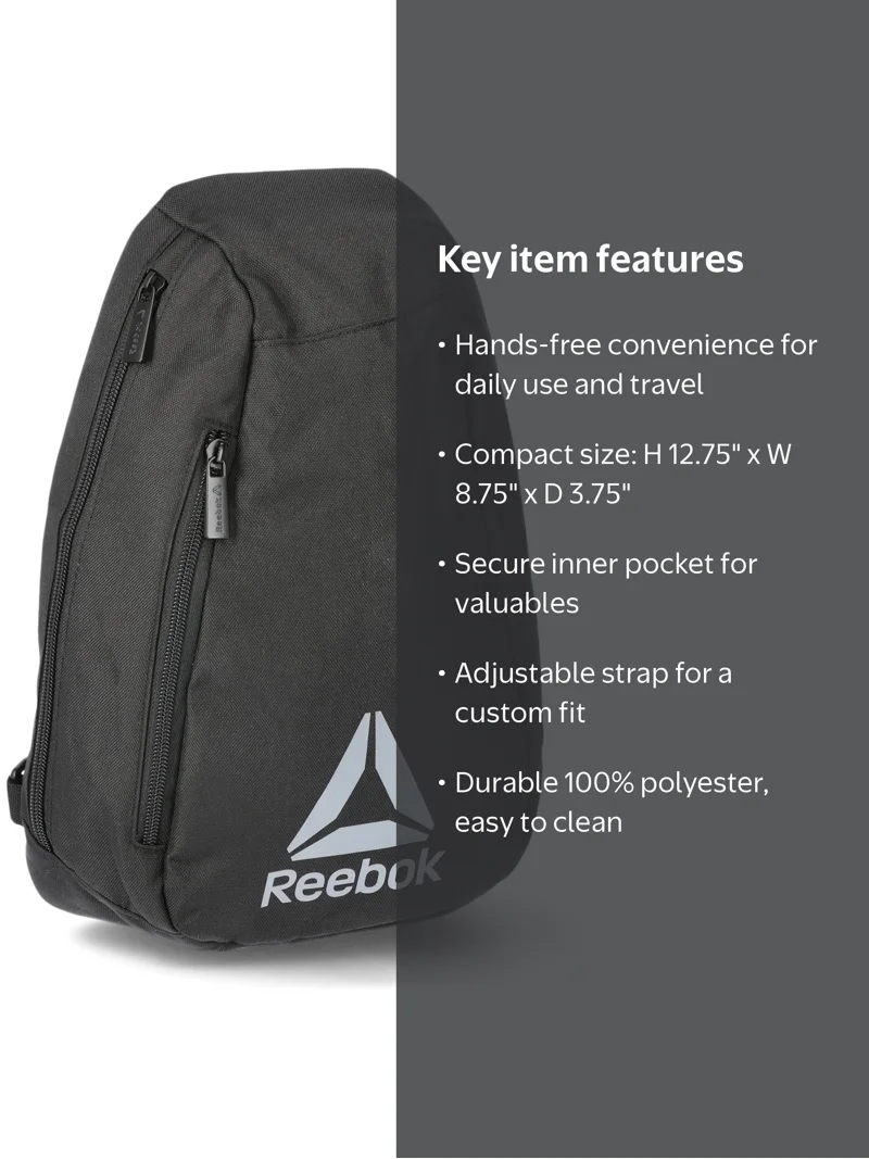 Reebok Palmer Crossbody Bag, Women's Casual Crossbody, Black