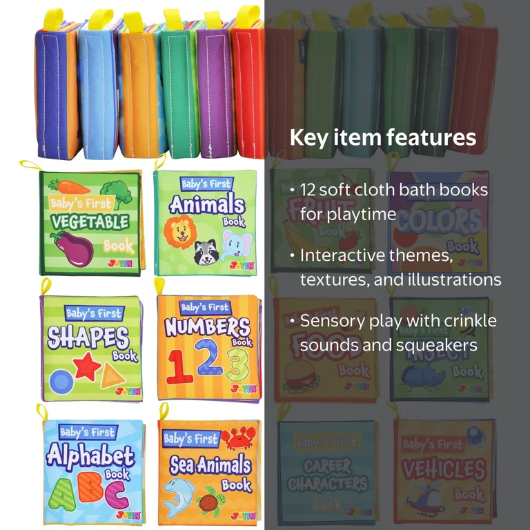 Joyfy, Baby Bath Toys, Soft Cloth Books, Multicolor, 2024 Upgrad