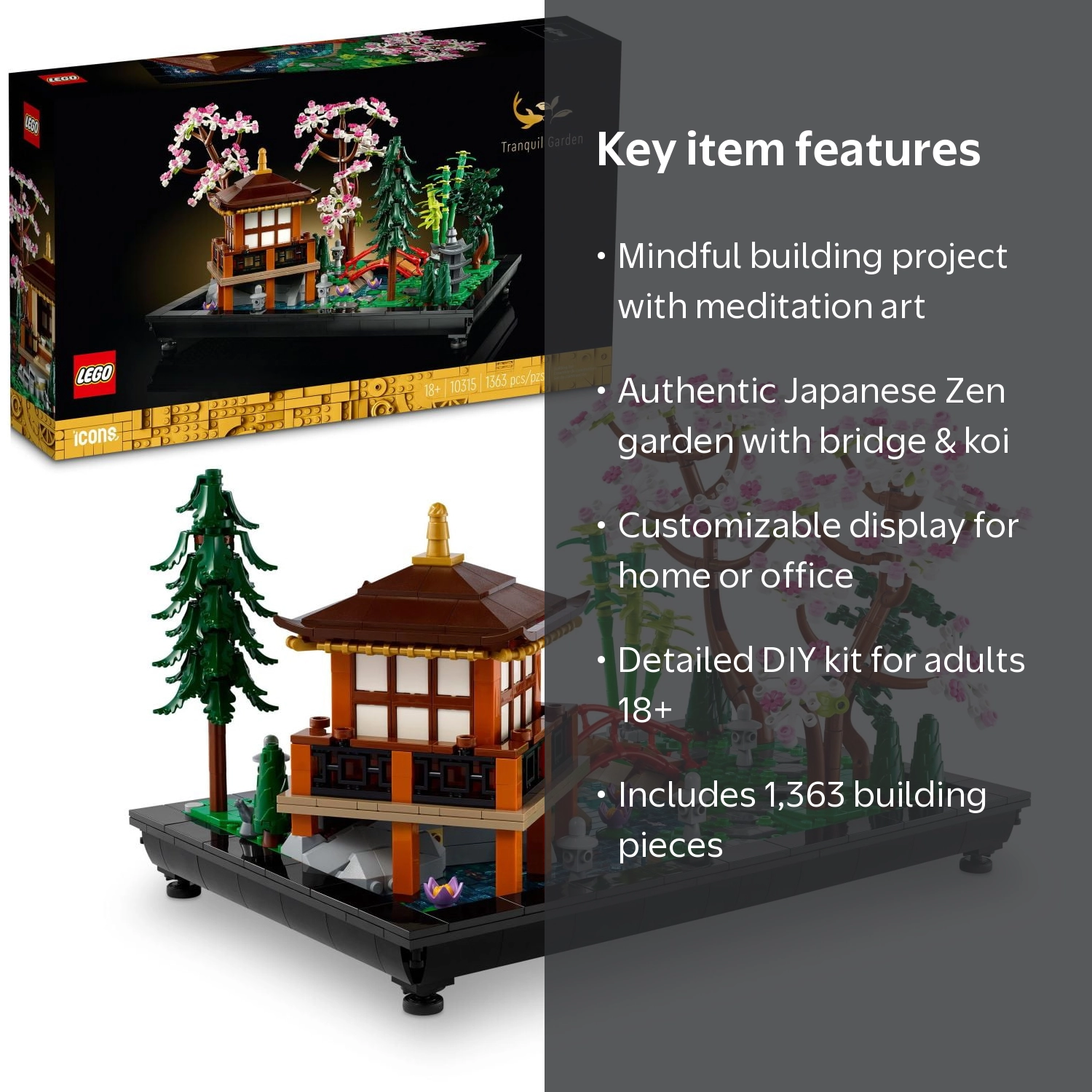 LEGO Icons Tranquil Garden Japanese Zen Garden DIY Kit for Adults