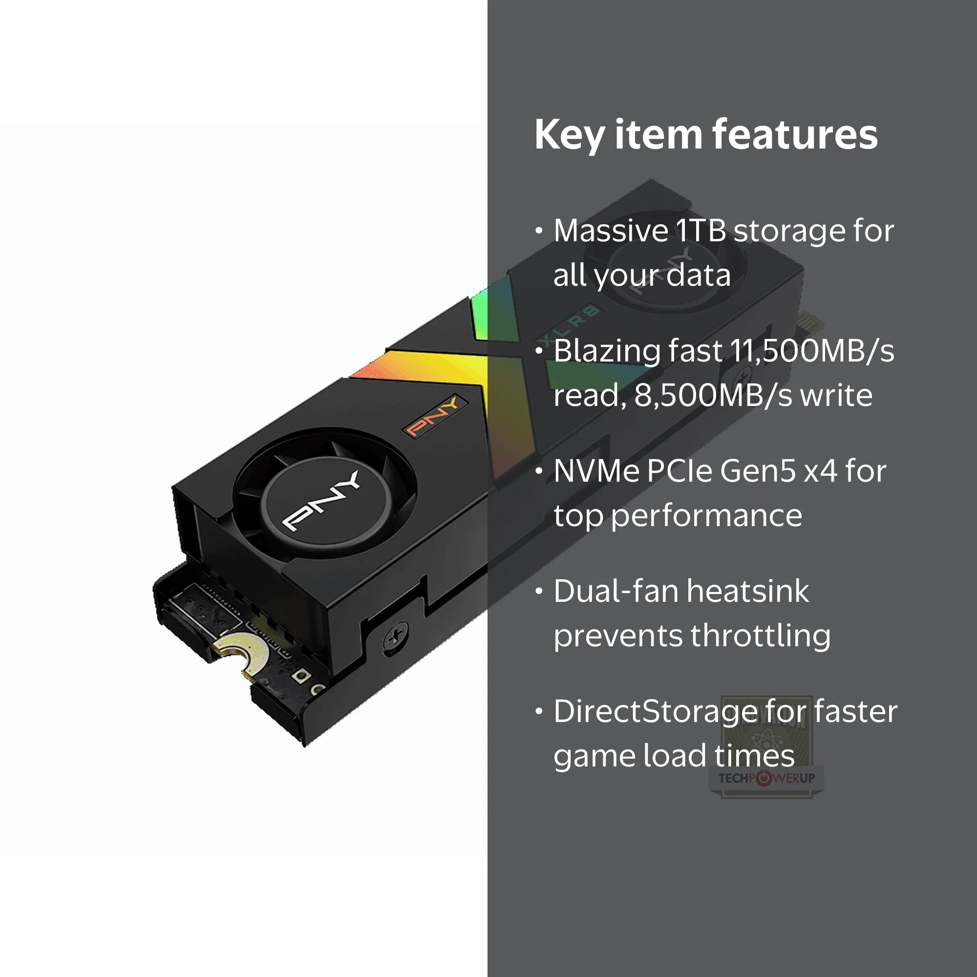 PNY CS3150 XLR8 Gaming EPIC-X RGB™ 1TB M.2 NVMe Internal SSD with