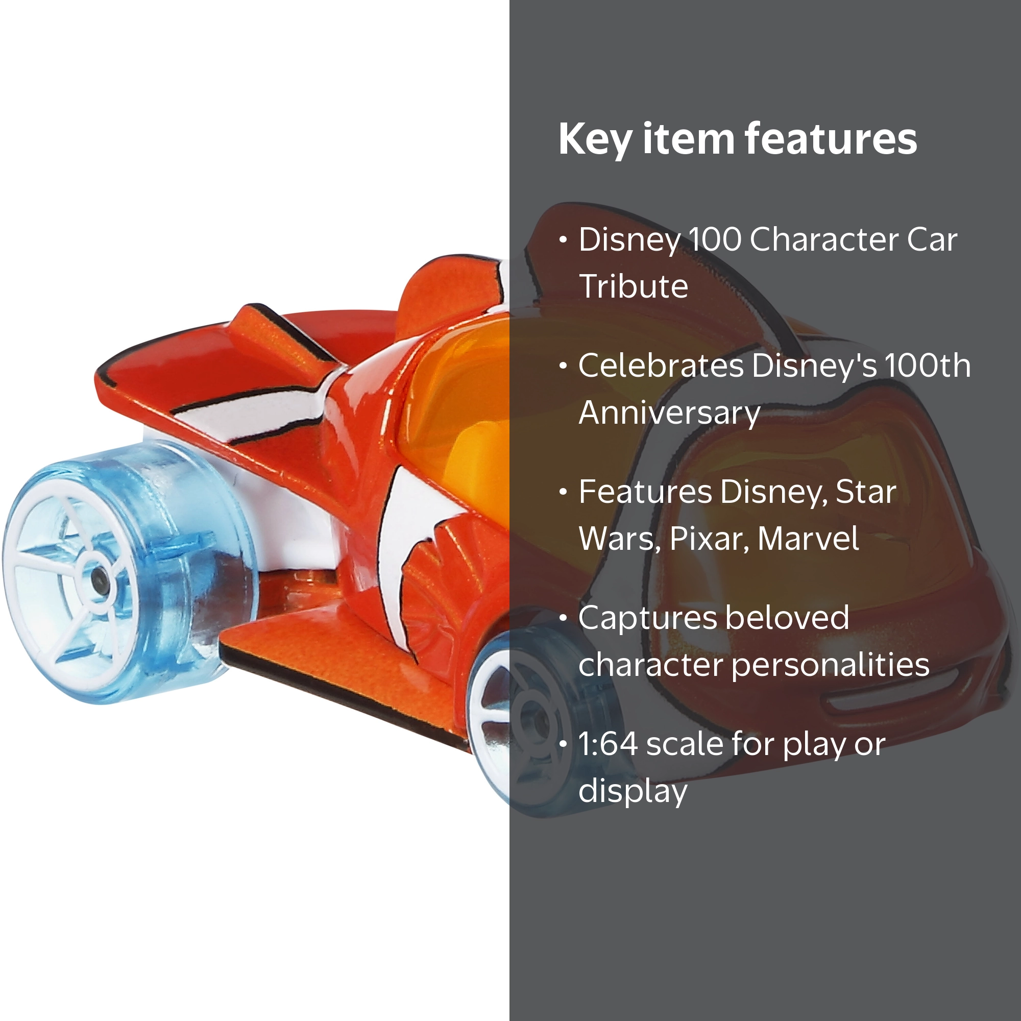 Hot Wheels Disney 100 Nemo 1:64 Scale Collectible Toy Car, Pixar