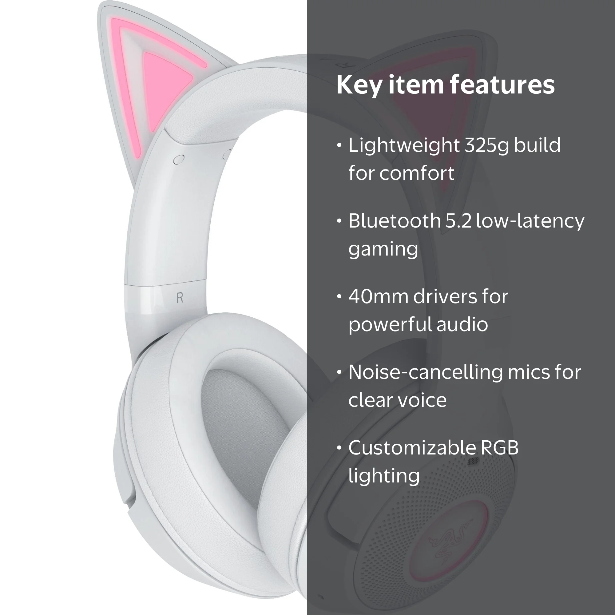 Razer, Wireless Bluetooth Gaming Headset, V2, Chroma RGB, White