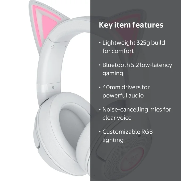 Razer, Wireless Bluetooth Gaming Headset, V2, Chroma RGB, White