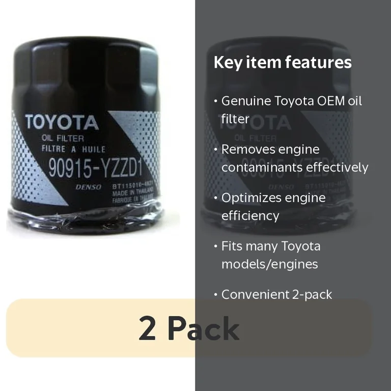 2 pack) Toyota Genuine Parts Engine Oil Filter, 90915-YZZD1