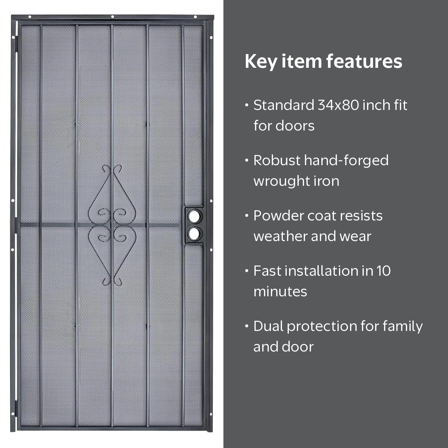 Sdstone Grisham 34'' x 80'' Steel Security Screen Door, 808-34