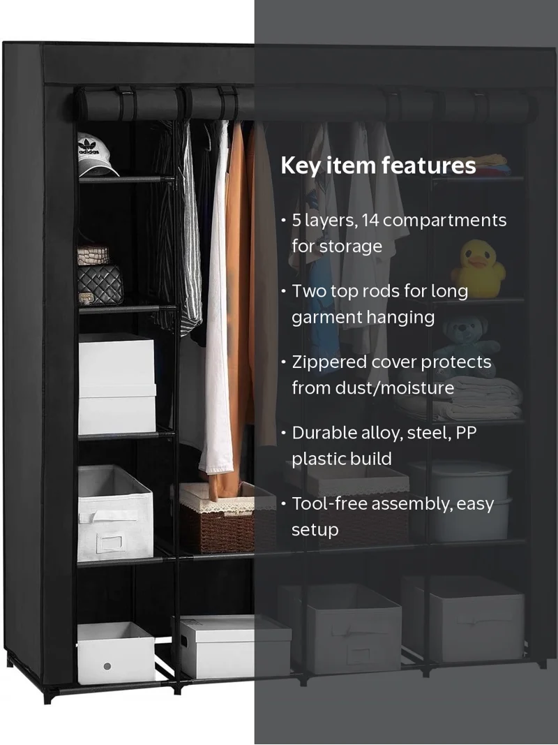 Ktaxon Large Wardrobe Clothes Organizer, Non-Woven Fabric Portable