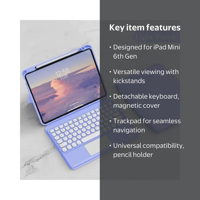 Magnetic Case for iPad Mini 6th Generation Vertical Keyboard Case