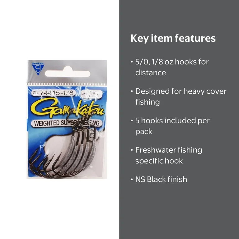 5 0 weighted hooks Gamakatsu Superline Spring Lock Hook 6/0 caliber catches. Gamakatsu Superline EWG Weighted Worm