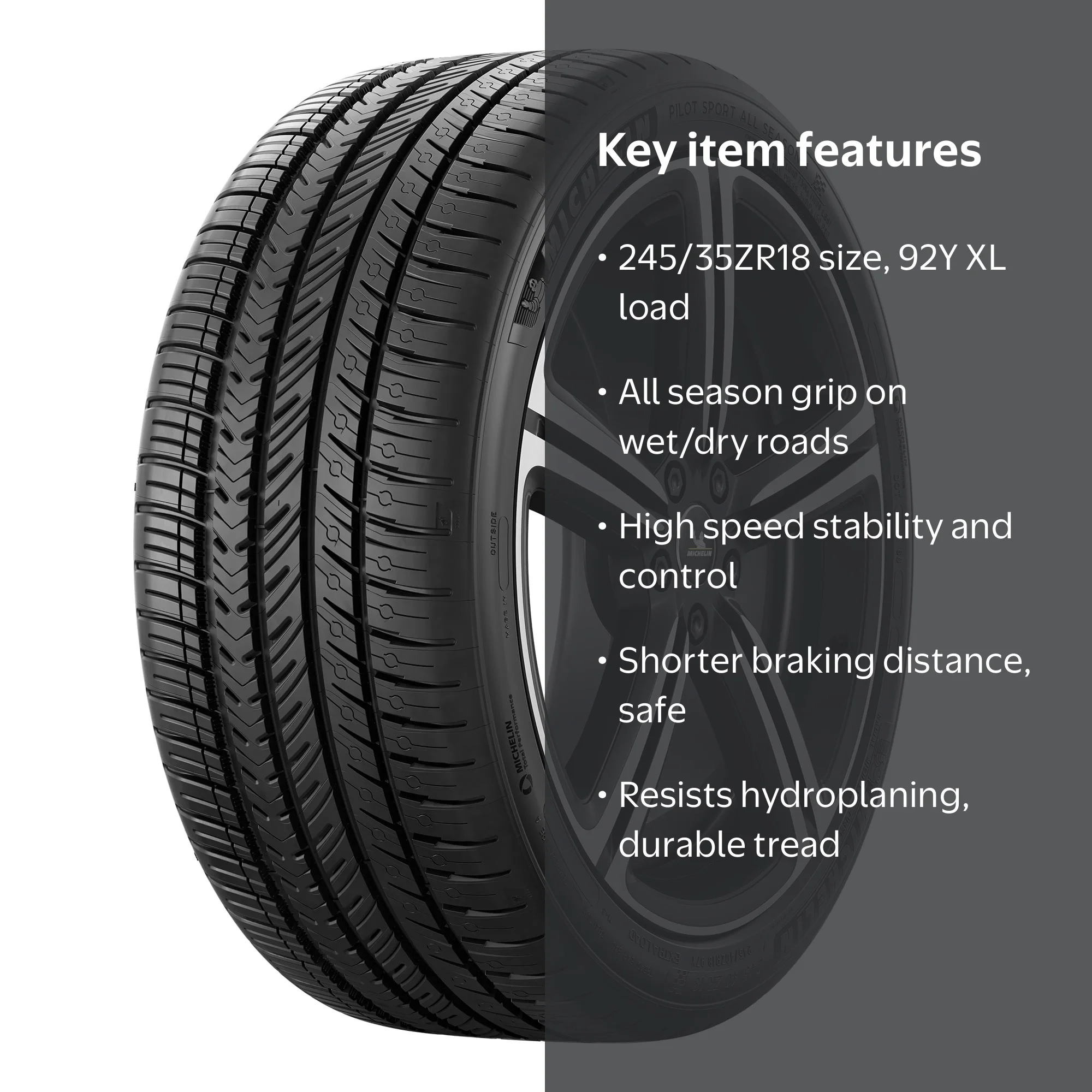 Michelin, All Season Tire, 245/35ZR18 92Y XL, High Performance