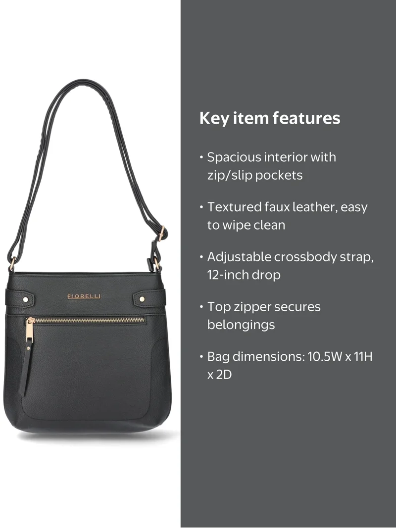 Fiorelli Women's Lila Crossbody Handbag, Black - Walmart.com