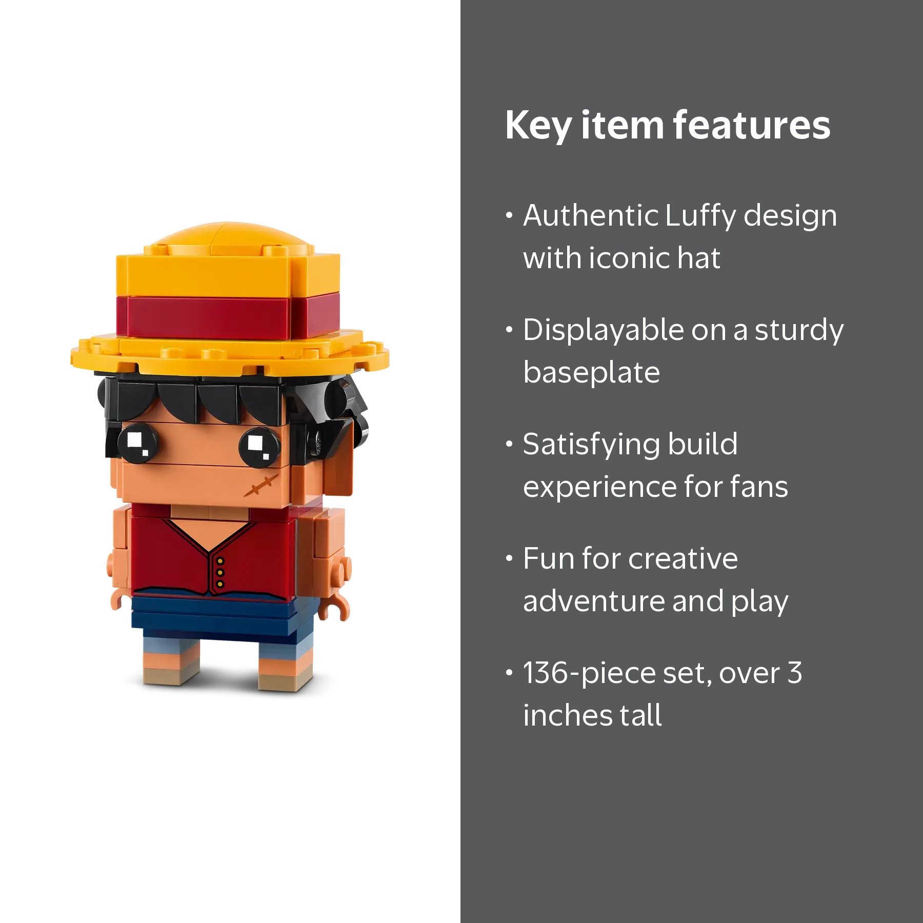 LEGO, Brickheadz Monkey D. Luffy, 40799, 136pcs, collectible