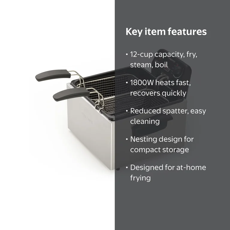 Presto, Deep Fryer, 5 Quart, Stainless Steel with Dual Baskets