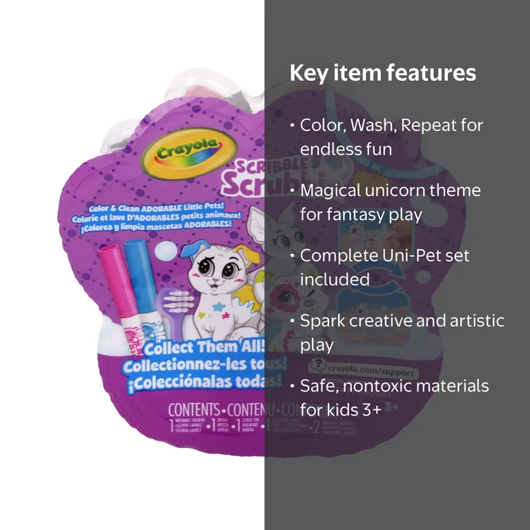 Crayola Scribble Scrubbie Pets Mini Tub, Uni-Creature Pets, Color
