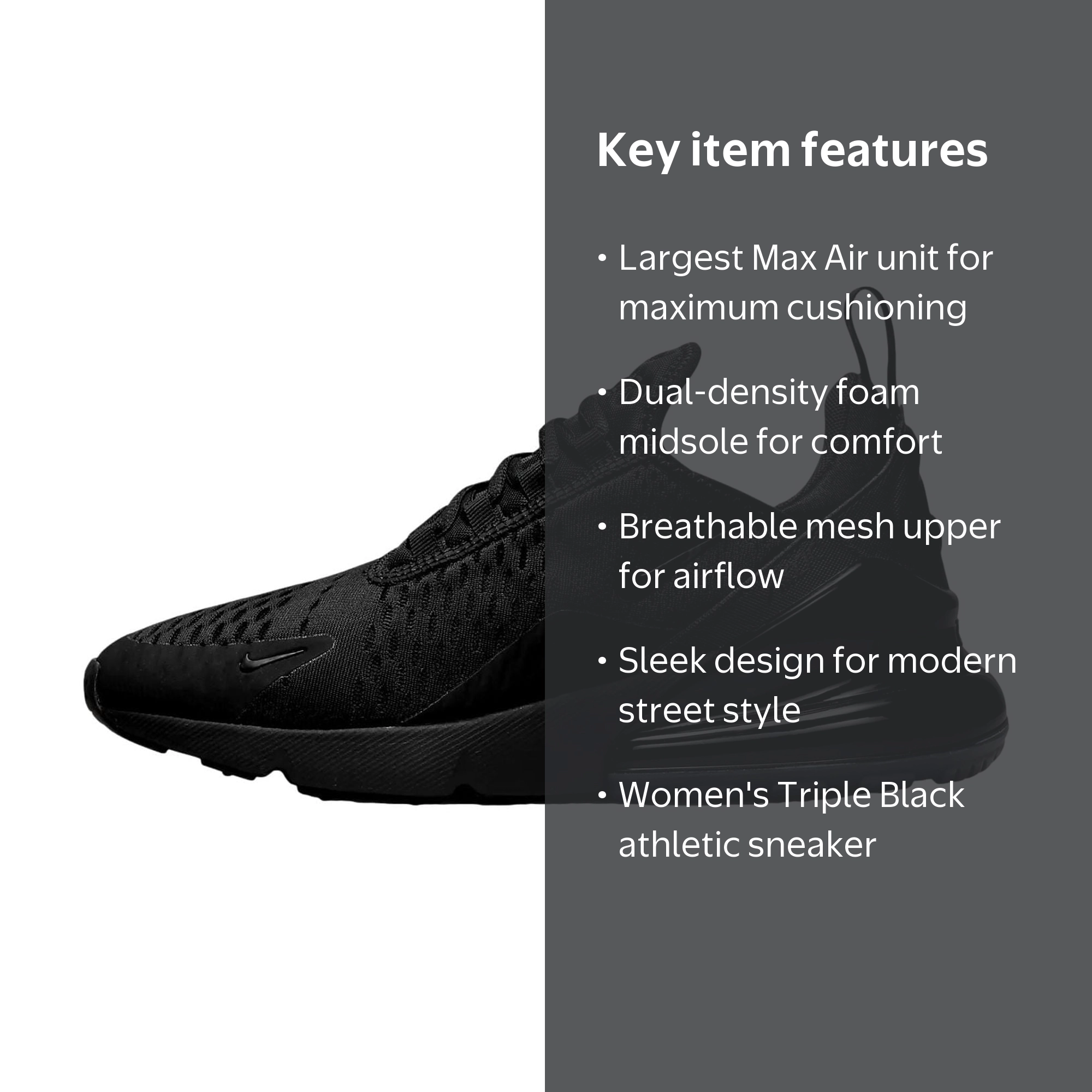 Nike, Women's Athletic Sneaker, AH6789-006, Triple Black - Walmart.com