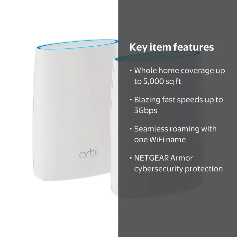 NETGEAR Orbi AC3000 Tri-Band Mesh WiFi System Wireless Set, Router