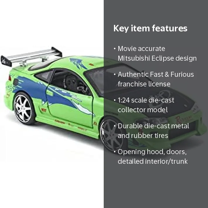 Jada Toys Fast & Furious Brian's Mitsubishi Eclipse 1:24 Diecast