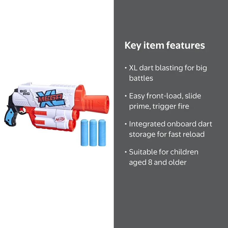 Nerf, Mega XL Big Rig, Largest Nerf Mega Darts, Onboard Dart
