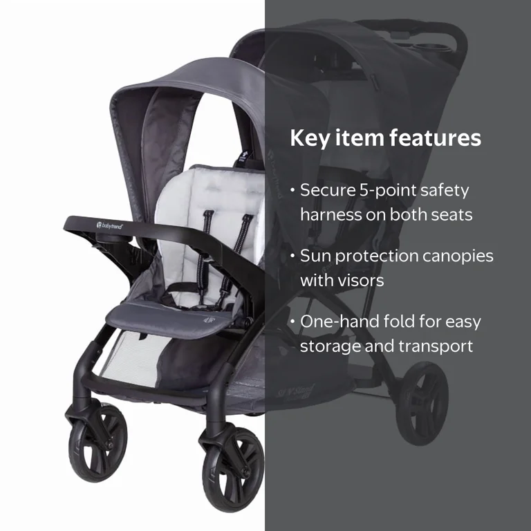 Baby Trend, Sit N' Stand Double 2.0 Stroller, Dash Grey, Compact