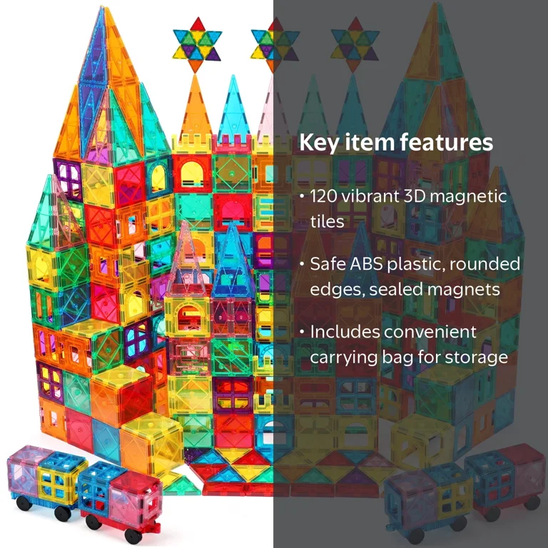 Magnetic Blocks Buy Magnetic Tiles FunMagic Magnetic Tiles For Kids, 120pcs Magnetic Building Blocks, STEM  Learning Toys