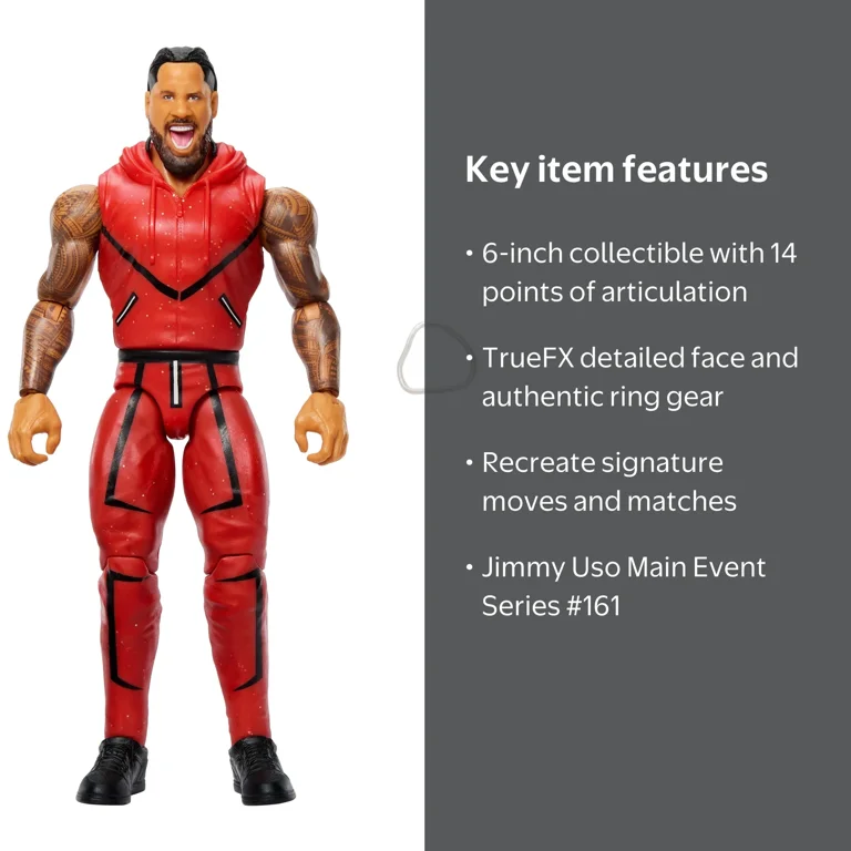 WWE, Jimmy Uso Action Figure, Multicolor, Main Event Series 6-inch